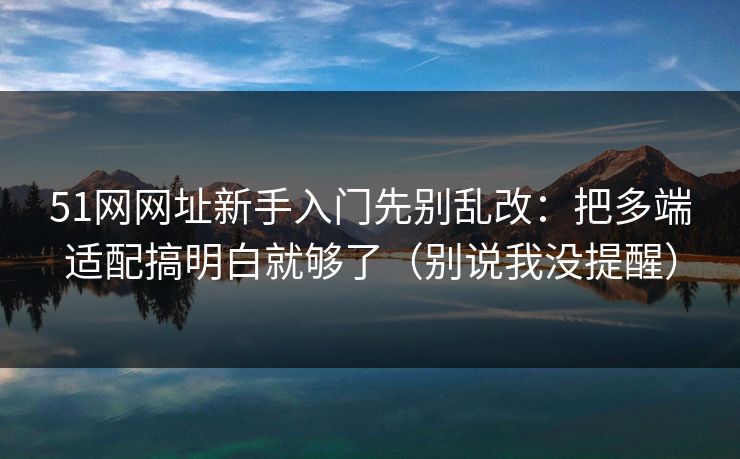 51网网址新手入门先别乱改：把多端适配搞明白就够了（别说我没提醒）