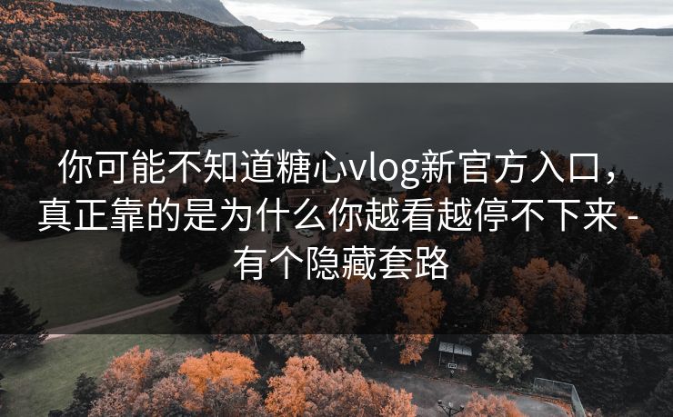 你可能不知道糖心vlog新官方入口，真正靠的是为什么你越看越停不下来 - 有个隐藏套路
